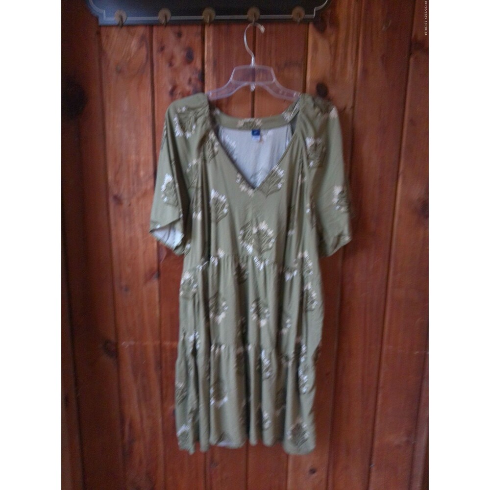 Old Navy Olive Green Floral Midi Dress